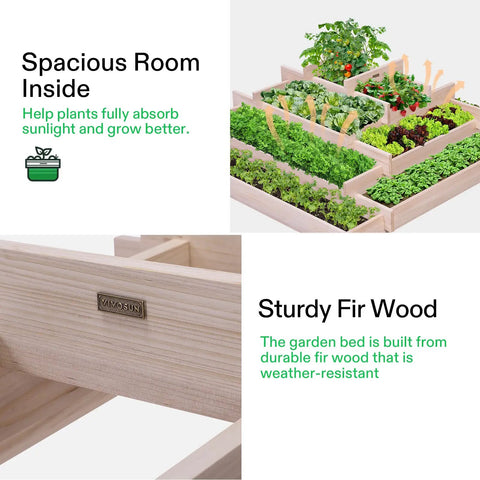 Image showing features of Wooden Raised Garden Bed With Built In Trellis For Climbing Plants Outdoor Planter Box 48 By 24 By 30 Inches Includes Gloves And Liner Perfect For Patio Balcony And Backyard Garden, with details of spacious room and sturdy fir wood.
