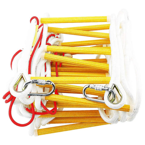 Emergency Fire Escape Ladder For 4 Story Homes 32 Feet Reach Flame Resistant Rope With Safety Cord And Security Belt