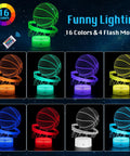 Basketball 3D Illusion Night Light with 16 color dimmable LEDs remote control and smart touch, changing colors.