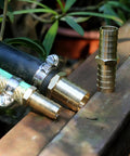 Solid Brass Garden Hose Repair Kit With Three Quarter Inch Barb Fittings And Six Stainless Clamps Durable Hose Connector Set