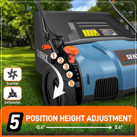 2 In 1 Electric Dethatcher And Scarifier For Lawn Care With A Handy Walk Behind Design, 15 Inch Width, 13 Amp Power