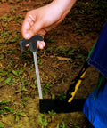Setting up Heavy Duty Carbon Steel Tent Stakes Set With Plastic Head And Gray Remover Tool 8x200mm Screw Ground Anchors