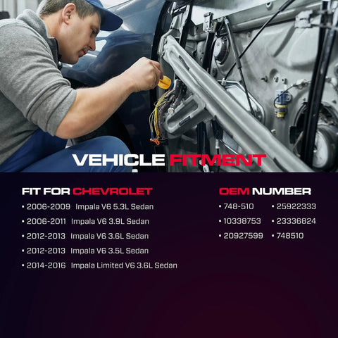 Technician installing Rear Driver Side Power Window Regulator With Motor Two Pins Fits 2006 2013 Chevy Impala And 2014 2016 Chevrolet Impala Limited Sedan Direct Fit Easy Install Replacement For Cracked Or Nonworking Window Regulator