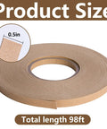 Rock Solid 33 Yards Upholstery Tack Strips For Couch Furniture Edge Fixation Heavy Half Inch Kraft Paper Trim Tape roll view with size details.