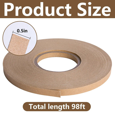 Rock Solid 33 Yards Upholstery Tack Strips For Couch Furniture Edge Fixation Heavy Half Inch Kraft Paper Trim Tape roll view with size details.
