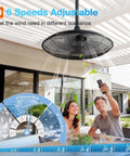 Outdoor Patio Ceiling Fan With Remote And App Control, 20 Inch, IP65 Waterproof, six speeds shown in pergola setting