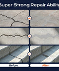 Before and after images showcasing Self Leveling Concrete Crack Filler Two Pack Fast Curing Watersealer on repaired concrete surfaces.