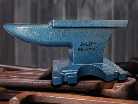 Blue Single Horn Cast Iron Anvil For Blacksmithing And Metal Shaping Beefy Pro Grade Heavy Duty Jewelry Making And Stamp Work Tool 24 Lbs Durable