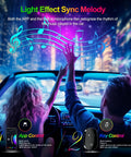 Couple in car using Car Interior LED Lights With App Control And DIY Mode Lit Multicolor Under Dash RGB Lighting Kit For Cars, Trucks And SUVs Music Sync USB Powered DC 5V 16 Million Color Options.
