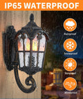 Dusk To Dawn Outdoor Wall Light With Sensor, Hands Free Operation, Matte Black Exterior Lantern, sconce in rain