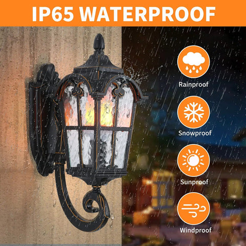 Dusk To Dawn Outdoor Wall Light With Sensor, Hands Free Operation, Matte Black Exterior Lantern, sconce in rain