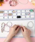 Solid Felt Beading Mat Featuring Sweet Non Slip Flocking Independent Grids Plus Centimeter Tracker For Jewelry Making with beads and ruler.