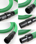 Hose Kit For 1-7/8 Inch Vacuums With Universal 2-1/2 Inch Adapters, 13 Foot Wet Dry Vacuum Hose With 6 Fittings, Black and Green