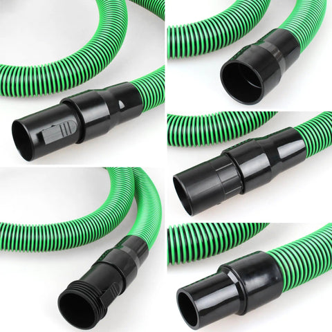 Hose Kit For 1-7/8 Inch Vacuums With Universal 2-1/2 Inch Adapters, 13 Foot Wet Dry Vacuum Hose With 6 Fittings, Black and Green