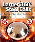Close-up of Black Stainless Steel Self Adhesive Caster Wheels 4 Pack Large Profile Swivel Ball Casters in a kitchen setting.