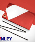 Folded Diver Down Warning Flag With Removable Stiffening Pole 20 By 24 Inch Red And White Diving Flag set.