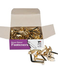 Box of Brass Plated Round Head Fasteners with One Inch Shank Sharp Points for Easy Penetration Wide Heads Ideal for Woodworking