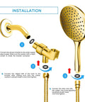 Installation guide for High Pressure Handheld Shower Head With Hose, 6 Inch Rainfall Spray, Egyptian Gold Finish