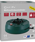 Built Tough Plastic Christmas Tree Stand In Sharp Green Supports Six Foot Trees with easy fill reservoir and child safety lock.