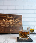 Engraved Whiskey Glass Gift Set For Husband With Whiskey Stones In A Pine Box Romantic Anniversary Present For Him A Keepsake