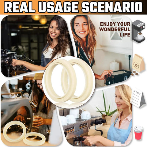 54mm Silicone Steam Ring 2 Pack Gasket Replacement For Sage Espresso Machines And Other Compatible Models 870 878 880 860 840 810 500 450 Durable Food Grade Silicone Easy Install Prevents Leaks Maintains Steam Pressure For Great Espresso showcasing real usage scenarios in a coffee environment.