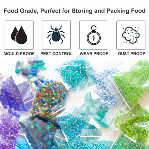 1.5 By 1.5 Inch Clear Plastic Reclosable Zip Bags 2 Mil Thick Pack Of 100 Resealable Lock Seal Poly Bags for beads and crafts.