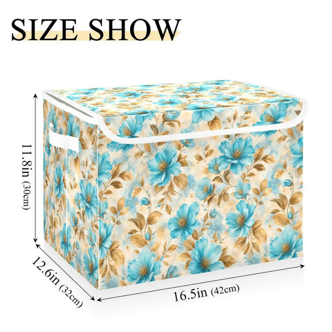 Hella Durable Foldable Storage Bin With Lid And Handles, Collapsible Cloth Storage Cube Organizer For Closet Bedroom, 16.5in size.