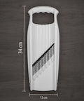 Front view of Börner Wave-Waffle XXL PowerLine white crinkle-cut vegetable mandoline slicer with diagonal blade.