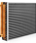 Water To Air Heat Exchanger 12x12 With One Inch Copper Ports For Outdoor Wood Furnaces, Residential Heating And Cooling, And Forced Air