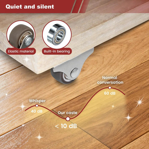 Mini Fixed Drawer Rubber Caster Wheels 1 Inch Non Swivel Set Of 4 Low Profile Roller Castors for quiet and silent movement