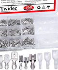 Front Twidec 360-piece quick-splice male/female wire spade terminal kit in a box with insulated sleeves for car wiring