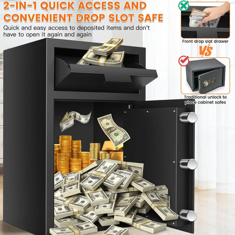 Beefy 5.8 Cu Ft Drop Safe Box For Business With Anti Theft Money Drop Depository, Lock And Slot, Digital Keypad And Spare Keys