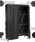 Weather-X Garage Shelf Cover for 48x18x72 Inch Shelving Units with Weather Resistant Backing and Full Zipper Access displayed