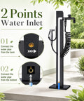Built Like A Tank Frost Proof Yard Hydrant And Outdoor Faucet With Sprinkler Head showing water inlet connections and hose attachment.