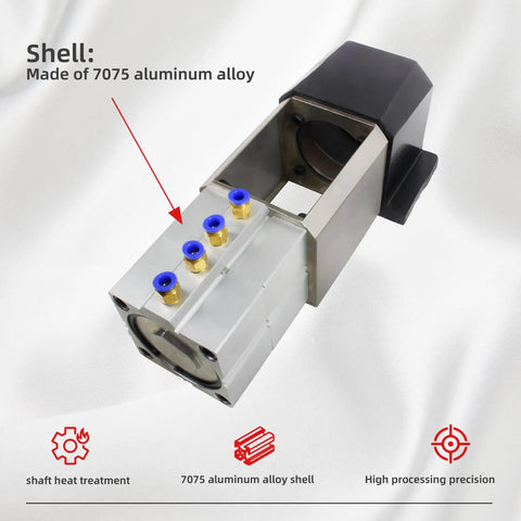 BT30 ATC Spindle Housing Kit With Five Premium Bearings Air Cylinder showing 7075 aluminum alloy shell and precision fittings.