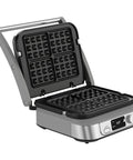 Heavy Duty Replacement Waffle Plates Compatible With Standard Contact Grills Featuring A Legit Nonstick Surface in open grill.