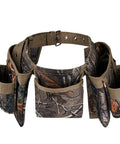 Heavy Duty Camo Tool Belt Set With Adjustable Pouches For Electricians And Carpenters, featuring multiple secure pouches.