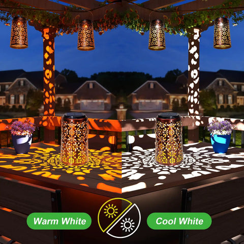 Outdoor Solar Lanterns Hanging Lights Waterproof Metal Decor For Patio Garden Yard Backyard Porch Tree Two Pack With Cool White And Warm Light Modes Great Gift For Women Moms Grandmas