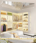 Beat The Clutter Game With This Dope Freestanding Closet System Built To Max Out Your Space Featuring Modular Wardrobe Organizers With 4 Drawers And Hanging Rods Plus A Shoe Rack With Mix And Match Towers Keep It Fresh Anywhere In Your Home, luxury custom closet system with organized shelving, drawers, and a mirror.