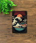 Ramen Bowl Sunset Wave Metal Tin Sign Wall Art 8x12 Inch Rustic Vintage Poster Durable Aluminum Decor for Kitchen Tabletop