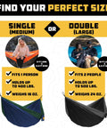 Portable Camping Hammock With Tree Straps Up To 400 Lbs Built For Outdoor Adventures Easy Setup In Seconds Lightweight Single Size Durable For Camping Hiking And Travel Sage Green Workhorse For Any Adventure, single and double options shown.