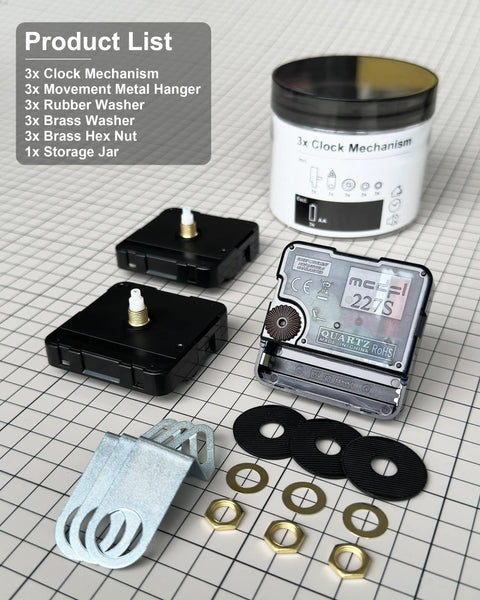 Battery Operated Clock Mechanism Replacement Kit With Silent Quartz Movement, Hands And Motor For Wall And Desk Clocks components