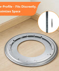 Heavy Duty Lazy Susan Bearing 8 Inch Turntable Hardware 400 Pound Capacity Zinc Plated on floor with detailed edge view