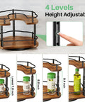 Two Tier In Cabinet Spice Rack Organizer With Rotating Lazy Susan No Brainer Space Saver For 11 Inch Wide Cabinets Adjustable Height With More Than 10 Inch Clearance Easy Reach Spice Carousel showcasing 4 height levels.