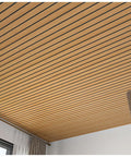 Peel and Stick Wallpaper With Real Wood Texture for Ceilings and Walls applied to a ceiling with a natural wood finish.