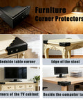 Heavy Duty Black Metal Corner Guards Set Of Four, Built Like A Tank Industrial Edge Protectors For Bedside Table And TV Cabinet.