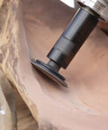 Heavy Duty Mini Turbo Angle Grinder Kit With 50 Millimeter Tungsten Cutters in use on wood for freehand sculpting.