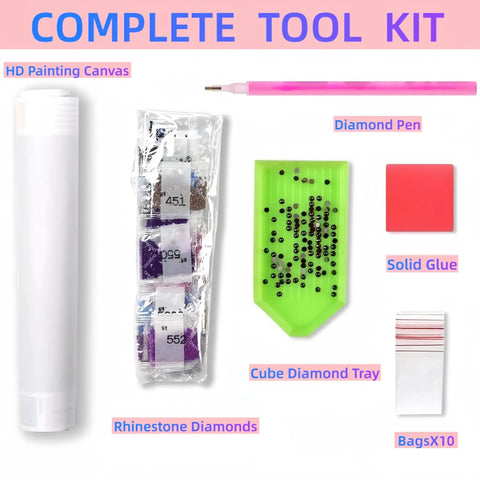 5D Diamond Painting Kit For Adults Beginner Friendly Full Drill Round Diamond Art, DIY Home Wall Decor 13.78 By 13.78 Inches, tool kit.