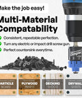 Adjustable Drywall Bit And Screw Gun Attachment with magnetic holder shown with drill, compatible for drywall, decking, plywood work.