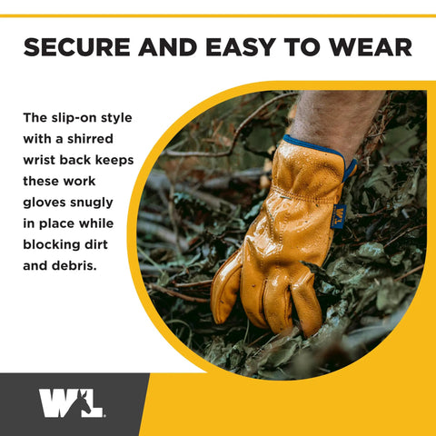 Mens Slip On HydraHyde Leather Work Gloves Water Resistant Breathable Heavy Duty Hand Protection For Gardening Landscaping Ranching Saddletan Large All Day Comfort And Grip